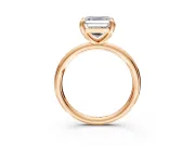 Low-Set Solitaire Engagement Ring Setting for Asscher Cut Center with Thin Plain Band and Prong Head in Rose Gold