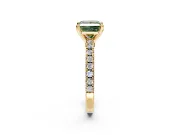 Solitaire Engagement Ring Setting for Fancy Green Princess Cut Center with Single Row Accent Band and Prong Head in Yellow Gold