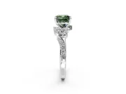 Solitaire Engagement Ring Setting for Fancy Green Cushion Cut Center with Marquise Accent Twist Band and Prong Head in Sterling Silver