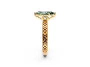 Solitaire Engagement Ring Setting for Fancy Green Marquise Center with Milgrain X Pattern Band and Prong Head in Yellow Gold