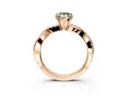 Crossover Engagement Ring Setting for Fancy Green Pear-Shaped Center with Pave and Plain Strands and Prong Head in Rose Gold