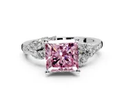 Solitaire Engagement Ring Setting for Fancy Pink Princess Cut Center with Marquise Accent Twist Band and Prong Head in Platinum