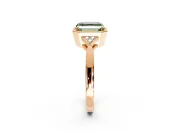 Cluster Engagement Ring Setting for Fancy Green Asscher Cut Center with Milgrain Shoulder Clusters and Prong Head in Rose Gold