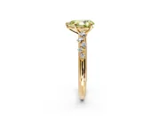 Cluster Engagement Ring Setting for Fancy Yellow Pear-Shaped Center with Round Cut Accent Band and Prong Head in Yellow Gold