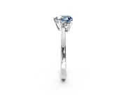 3 Stone Engagement Ring Setting for Fancy Blue Heart-Shaped Center with Low-Set Round Cut Accents and Prong Head in White Gold