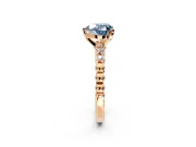 Solitaire Engagement Ring Setting for Fancy Blue Heart-Shaped Center with Bezel-Dot Beaded Band and Prong Head in Rose Gold