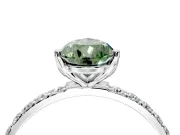 Solitaire Engagement Ring Setting for Fancy Green Pear-Shaped Center with Fine Pave Accents and Prong Head in Platinum