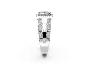 Halo Engagement Ring Setting for Princess Cut Center with Wide-Open Pave Split Shank and Prong Head in Platinum