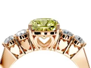 5 Stone Engagement Ring Setting for Fancy Yellow Cushion Cut Center with Equal Close-Set Accents and Prong Head in Rose Gold