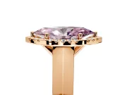 Halo Engagement Ring Setting for Fancy Pink Marquise Center with Knife Ridge Cathedral Band and Prong Head in Rose Gold