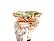 Solitaire Engagement Ring Setting for Fancy Yellow Marquise Center with Pave Bypass Twist Band and Prong Head in Rose Gold