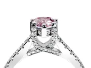 Solitaire Engagement Ring Setting for Fancy Pink Pear-Shaped Center with Widening Pave Band and Claw Prong Head in White Gold