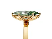 Solitaire Engagement Ring Setting for Fancy Green Marquise Center with Thin Rounded Plain Band and Prong Head in Yellow Gold