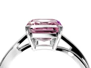 Solitaire Engagement Ring Setting for Fancy Pink Asscher Cut Center with Plain Bypass Twist Band and Prong Head in Sterling Silver