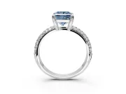 Solitaire Engagement Ring Setting for Fancy Blue Princess Cut Center with Multi-Row Pave Accents and Basket Head in Platinum