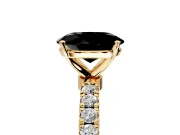Open Basket Engagement Ring Setting for Fancy Black Oval Center with Pave Band and Prong Head in Yellow Gold