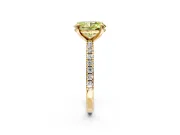 Solitaire Engagement Ring Setting for Fancy Yellow Oval Center with Fine Pave Narrow Band and Prong Head in Yellow Gold