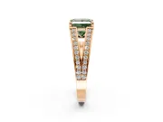 Split Shank Engagement Ring Setting for Fancy Green Princess Cut Center with Pave Split Shank and Prong Head in Rose Gold
