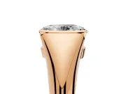 Tension Engagement Ring Setting for Oval Center with Wide Tapered Band and Tension Head in Rose Gold
