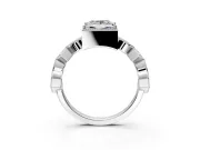 Milgrain Bezel Engagement Ring Setting for Princess Cut Center with Marquise Stations and Bezel Head in Sterling Silver