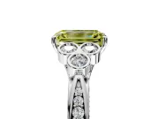 Cluster Engagement Ring Setting for Fancy Yellow Emerald Cut Center with Bezel Accent Clusters and Prong Head in Sterling Silver
