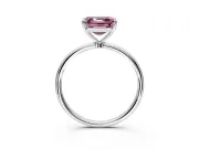 Solitaire Engagement Ring Setting for Fancy Pink Asscher Cut Center with Straight Thin Band and Prong Head in Sterling Silver