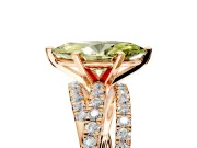 Solitaire Engagement Ring Setting for Fancy Yellow Marquise Center with Woven 3-Strand Pave Band and Prong Head in Rose Gold