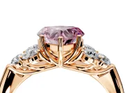 Cluster Engagement Ring Setting for Fancy Pink Heart-Shaped Center with Round Cut Accent Frame and Prong Head in Rose Gold