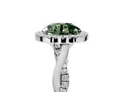 Halo Engagement Ring Setting for Fancy Green Round Cut Center with Twist Band and Prong Head in White Gold