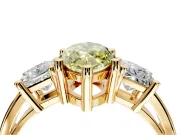 3 Stone Engagement Ring Setting for Fancy Yellow Marquise Center with Matching Side Accents and Prong Head in Yellow Gold