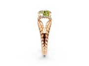 Halo Engagement Ring Setting for Fancy Yellow Round Cut Center with Rope Twist Split Shank and Prong Head in Rose Gold