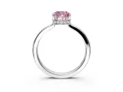 Hidden Halo Engagement Ring Setting for Fancy Pink Cushion Cut Center with Wide Flat Plain Band and Prong Head in Sterling Silver