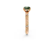 Rope Engagement Ring Setting for Fancy Green Cushion Cut Center with Accent Shoulders and Prong Head in Rose Gold
