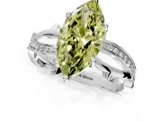 Solitaire Engagement Ring Setting for Fancy Yellow Marquise Center with Pave and Plain Crossover Band and Prong Head in Platinum