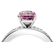 Solitaire Engagement Ring Setting for Fancy Pink Radiant Cut Center with Channel-Set Accents and Prong Head in Platinum