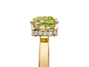 Hidden Halo Engagement Ring Setting for Fancy Yellow Cushion Cut Center with Wide Flat Plain Band and Prong Head in Yellow Gold