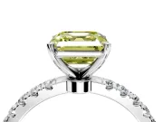 Open Basket Engagement Ring Setting for Fancy Yellow Asscher Cut Center with Pave Band and Prong Head in Sterling Silver