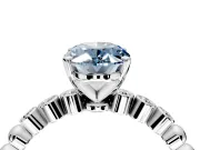 Solitaire Engagement Ring Setting for Fancy Blue Oval Center with Bezel-Dot Beaded Band and Prong Head in Sterling Silver