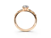 Cluster Engagement Ring Setting for Marquise Center with Round Cut Accent Band and Prong Head in Rose Gold