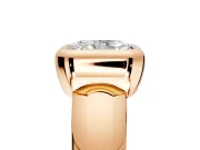 Solitaire Engagement Ring Setting for Radiant Cut Center with Wide Band and Bezel Head in Rose Gold
