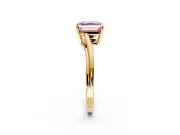 Solitaire Engagement Ring Setting for Fancy Pink Asscher Cut Center with Plain Bypass Twist Band and Prong Head in Yellow Gold