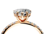 Solitaire Engagement Ring Setting for Heart-Shaped Center with Micro Pave Band and Prong Head in Rose Gold