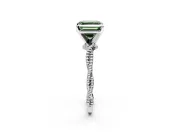 Solitaire Engagement Ring Setting for Fancy Green Asscher Cut Center with Twist Band and Bead Prong Head in Platinum