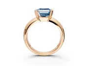 Tension Engagement Ring Setting for Fancy Blue Asscher Cut Center with Wide Flat Band and Tension Head in Rose Gold