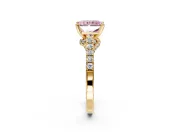 Solitaire Engagement Ring Setting for Fancy Pink Radiant Cut Center with Crossover Accents and Prong Head in Yellow Gold