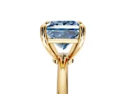 Minimalist Solitaire Engagement Ring Setting for Fancy Blue Princess Cut Center with Thin Band and Prong Head in Yellow Gold