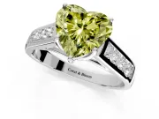 Solitaire Engagement Ring Setting for Fancy Yellow Heart-Shaped Center with Cathedral Channel Band and Prong Head in White Gold