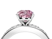 Solitaire Engagement Ring Setting for Fancy Pink Cushion Cut Center with Channel-Set Accents and Prong Head in Platinum