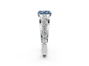 Solitaire Engagement Ring Setting for Fancy Blue Radiant Cut Center with Graduated Shared Prongs and Prong Head in White Gold