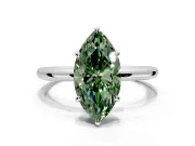 Low-Set Solitaire Engagement Ring Setting for Fancy Green Marquise Center with Thin Plain Band and Prong Head in Platinum